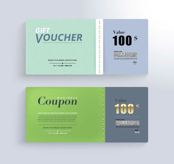 GIFT VOUCHER Template. Promo banner and gift for customer. vecto