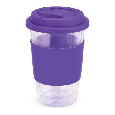 Aztec Double Wall Glass Cup-Purple