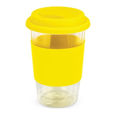 Aztec Double Wall Glass Cup-Yellow