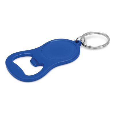 Chevron Bottle Opener Key Ring-Matt Blue
