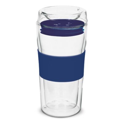 Divino Double Wall Glass Cup-Dark Blue