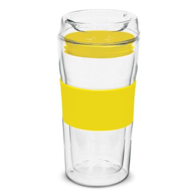 Divino Double Wall Glass Cup-Yellow