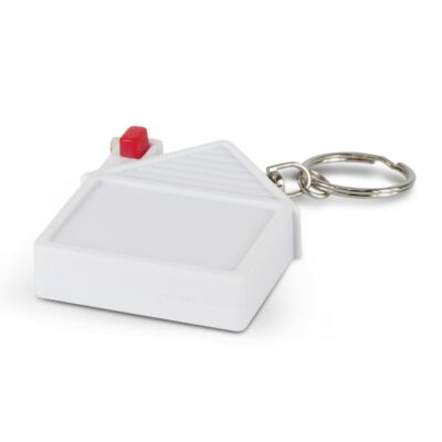 House Tape Measure Key Ring-White