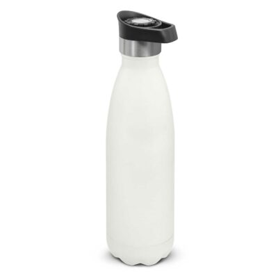 Mirage Powder Coated Vacuum Bottle - Push Button Lid-White