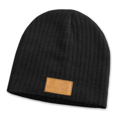 Nebraska Cable Knit Beanie with Patch-Brown Black