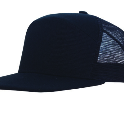 Premium American Twill A Frame Cap with Mesh Back - black