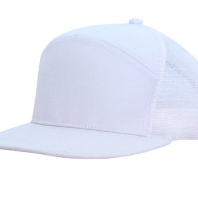 Premium American Twill A Frame Cap with Mesh Back - white